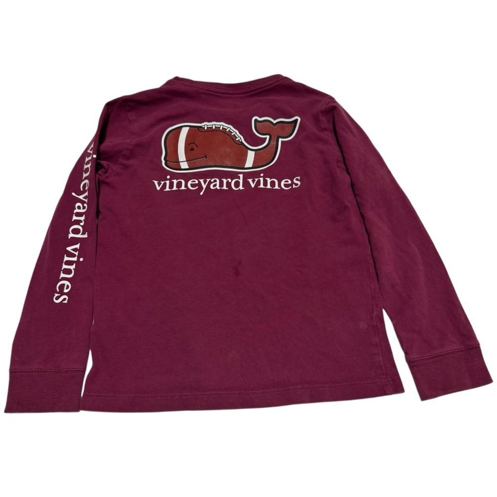 Vineyard Vines Maroon Football Graphic Long Sleeve T-Shirt